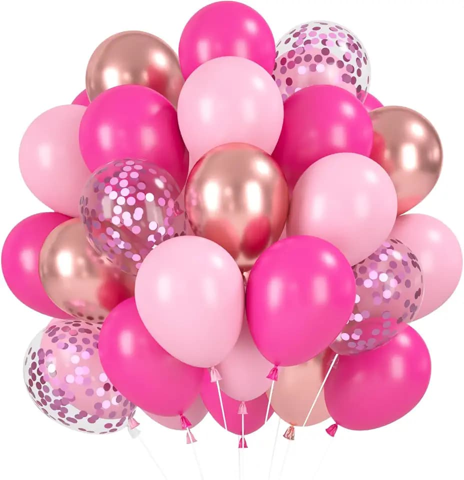 30 Stück Fuchsia Hell Rosa Pink Metallic Rosegold Konfetti Helium Ballons