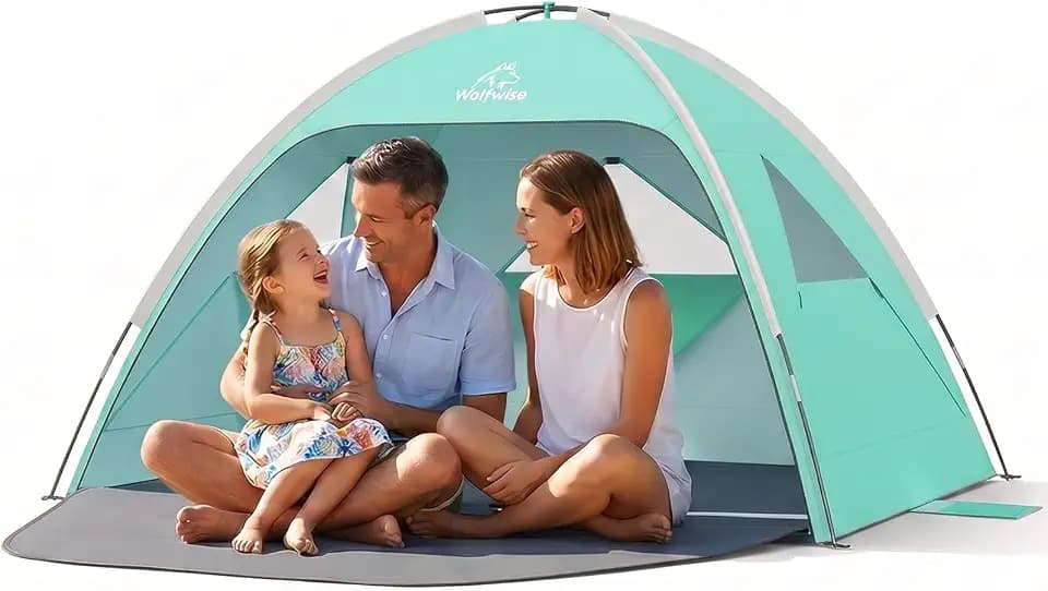 Wolfwise Strandmuschel, Sonnenschutz Strand, Strandzelt Standard 3 Personen