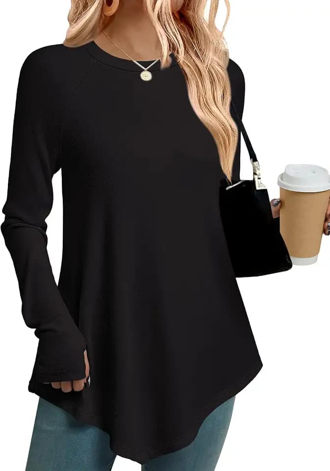 GKBK Long Sleeve Shirts for Women Asymmetric Tunic Tops Wear with Leggings