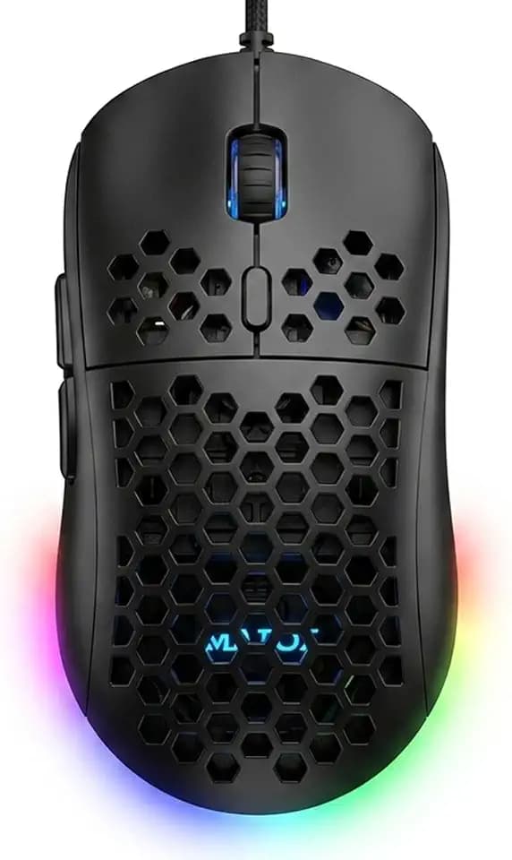 MR.FOX M1 Honeycomb Gaming Mouse Wired, 75g Lightweight, Black