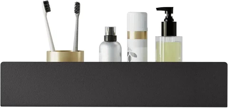 DABSTORY Duschablage Badregal Bohren Duschkorb Organizer für Dusche und Badezimmer Halterung Duschregal Edelstahl Klein Bad Duschhalterung Wandhängend Regal Matte Finish Schwarz 60cm