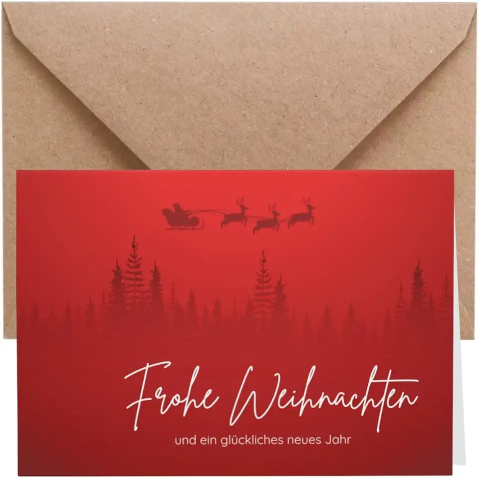 20er Premium Weihnachtskarten mit Umschlag Set - 10 Weihnachtskarten und 10 Umschläge - Grußkarten zu Weihnachten (Silhouette)