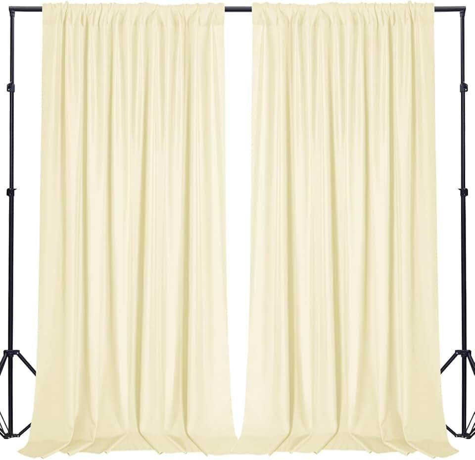 Sugargirl 10x10FT Light Yellow Backdrop Curtains Polyester Photo Backdrop Drapes Curtains 2 Panels with Rod Pockets for Party Birthday Wedding Photography Home Decoration