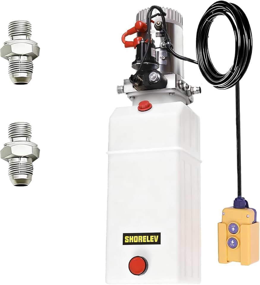 12V DC Single Acting Hydraulic Power Unit, 8L Hydraulic Pump Plastic Reservoir, 3000 PSI for Dump Trailers, Snow Plows, Log Splitters, Lift Gates