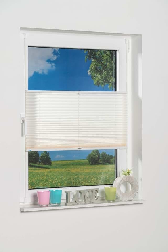 K-home 422148-21 Klemmfix-Plissee 55 x 130 cm (B x L) Creme Lichtschutz +++ Moderne Crushed Optik +++