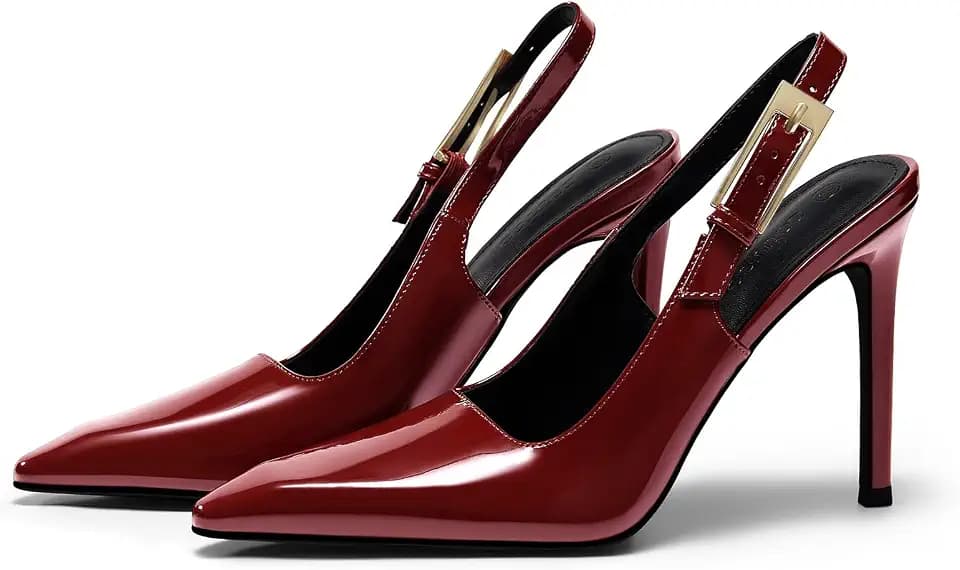 Coutgo Women's Slingback High Heels Pointed Toe Stilettos