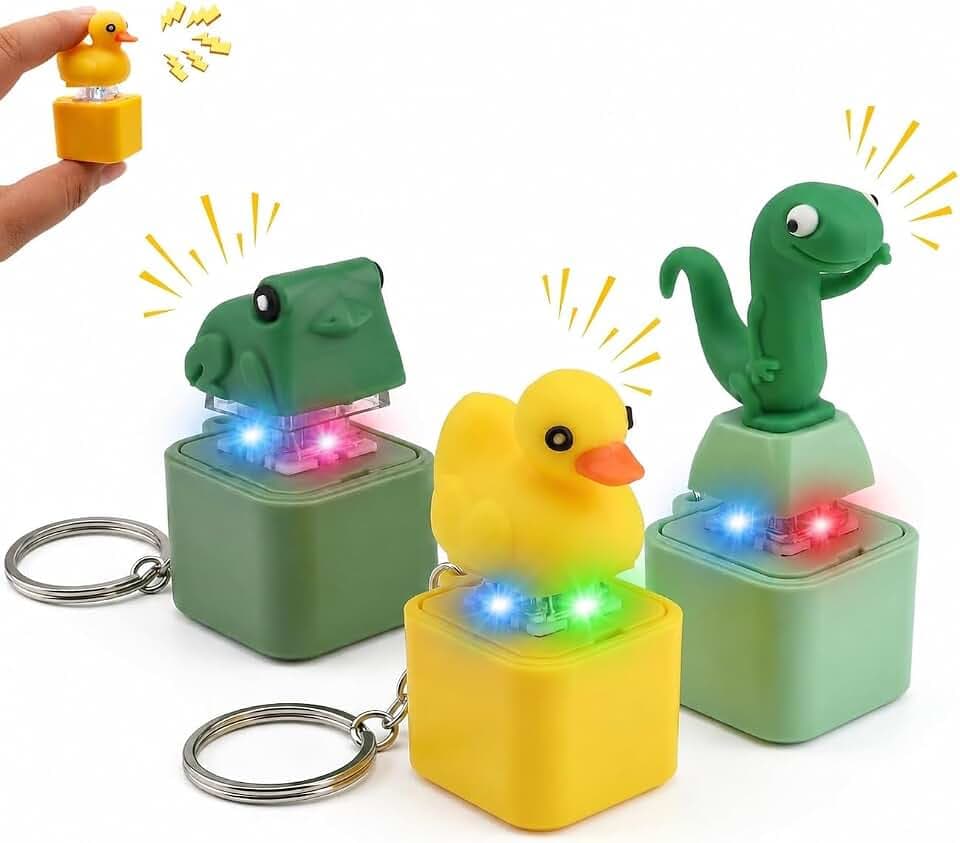 3Stück Fidget Keychain Toys Spielzeug Schlüsselanhänger mit LED Licht Sound