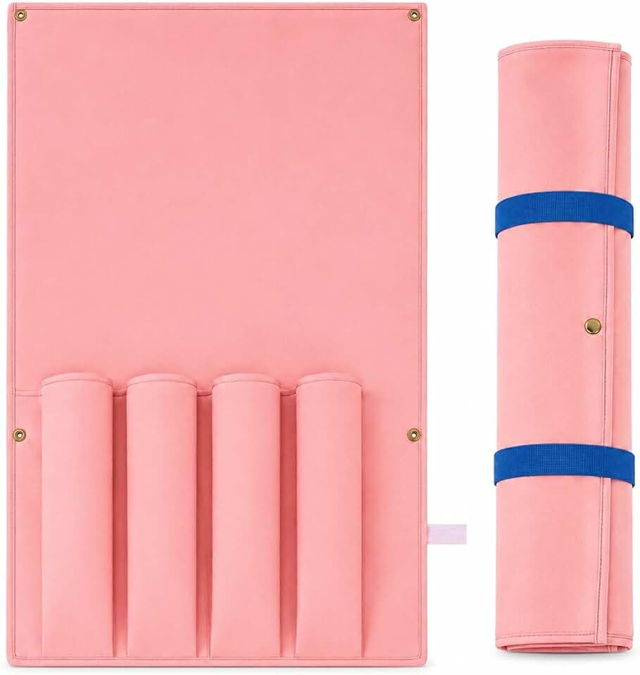 Light Pink Mahjong Rack Bag for 4 Racks and Pushers, Roll-Up Soft Sleeve Organizer for American Mah Jongg Players and Game Night Gifts
