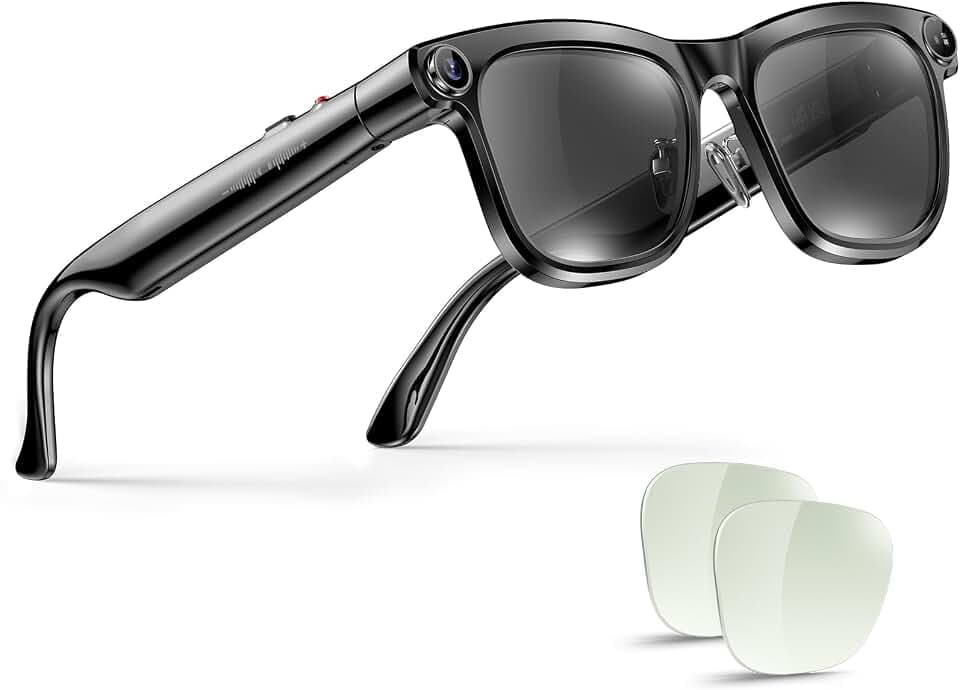 EnergyPort AI Smart Glasses with Camera & Bluetooth, 8MP 1080P HD Video, Photochromic Sunglasses Lenses, Open-Ear Audio, Voice Assistant, AI Recognition & Translation, Privacy LED, IPX4, Outdoor
