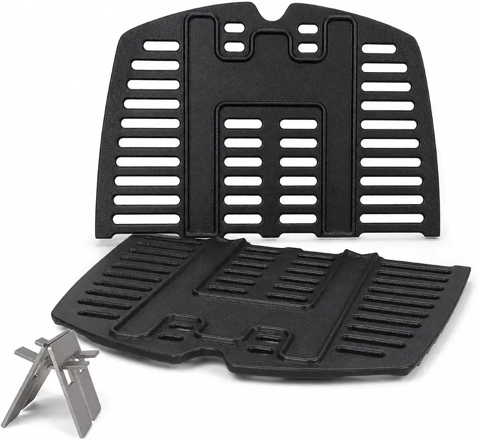 Uniflasy 7644 Cast Iron Grill Grates for Weber Q100, Q1000, Q120, Q1200, Q1400, 516001, 516002, 50060001, 51010001, 51060001, Baby Q Gas Grill, 2 Pack
