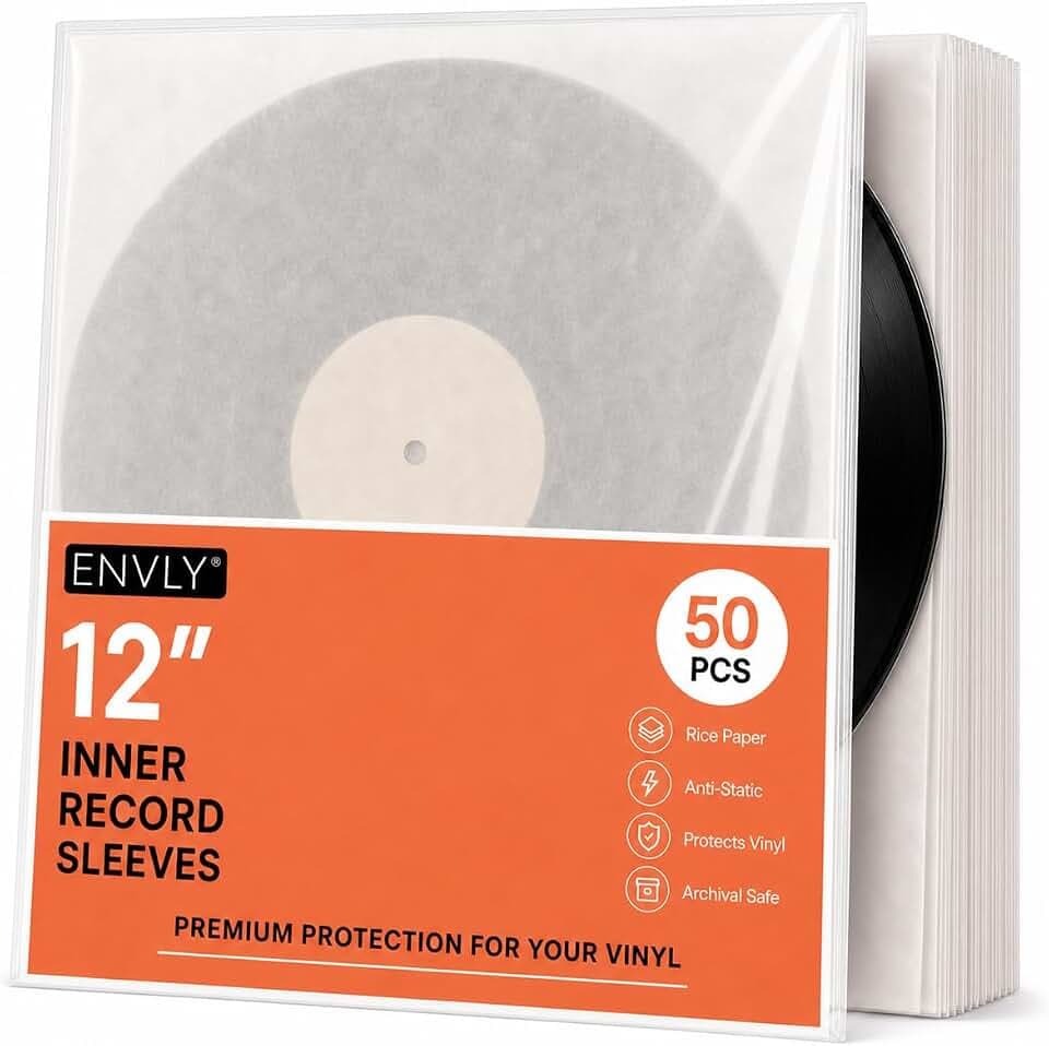 Schallplatten Innenhüllen 50 Stück | 12 Zoll LP Reispapier Innenhüllen | Antistatische Vinyl Sleeves | Gefütterte Schutzhüllen für Schallplatten