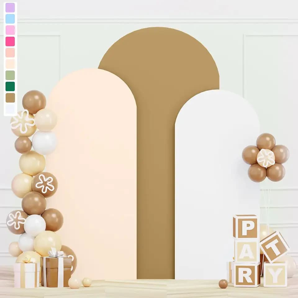 Multicolored Arch Covers Stretchy Backdrop Set of 3 Wedding Arch Cover 4FT 5FT 6FT Spandex Fitted Arch Backdrop Cover Round Top Brown Arches Covers Wedding Baby Shower Party Decor