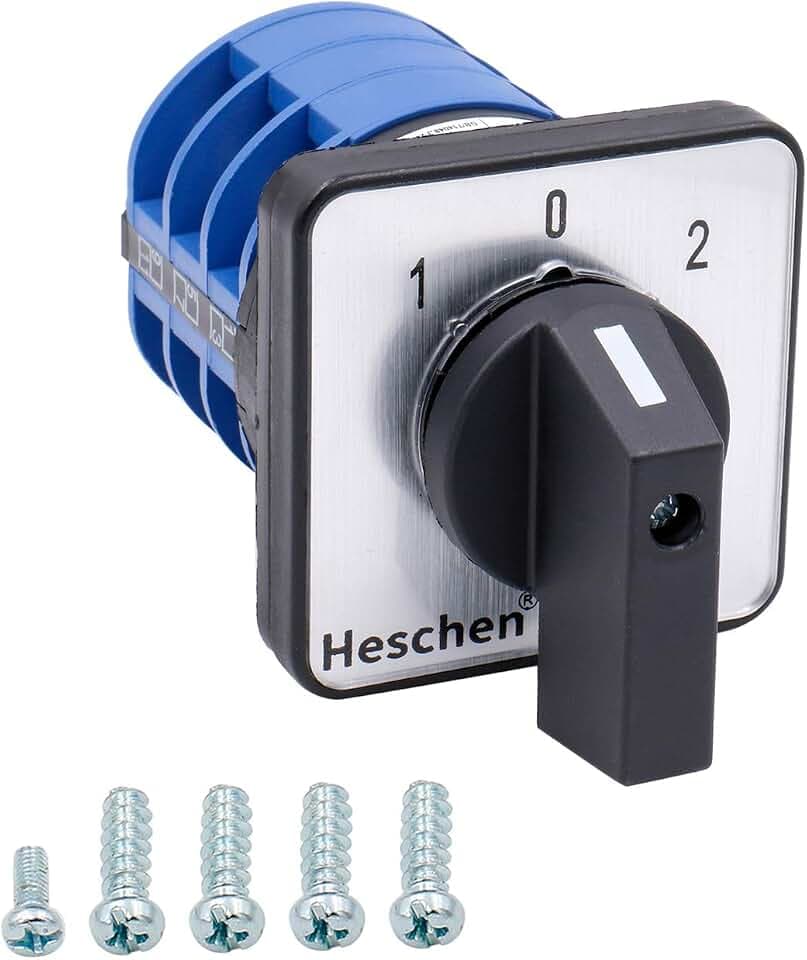Heschen LW28-32/D303.3 Universal Nockenschalter, 3 Positionen (1-0-2) Umschalter, 3-polig, 660V 32A, 12 Schraubklemmen, Drehschalter für Motorsteuerung & Hauptschalter, CE-zertifiziert
