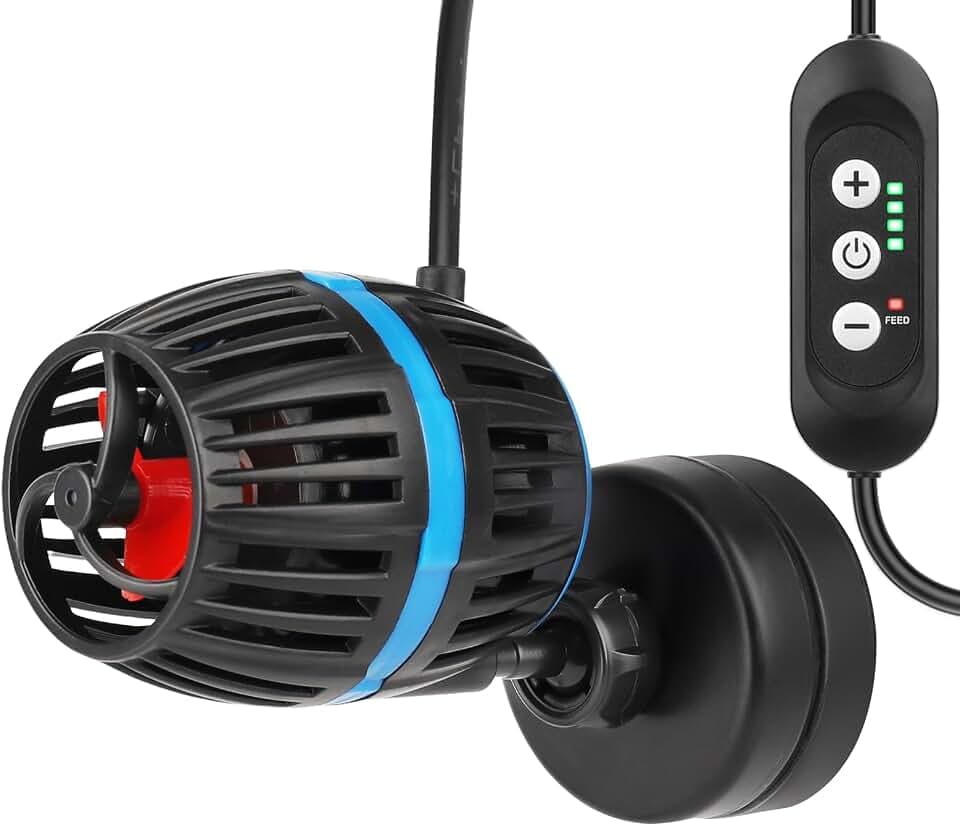 AQQA Aquarium Strömungspumpe Wavemaker,DC Aquarium Umwälzpumpe Wellenpumpe mit Controller,Fütterungsmodus,Einstellbarer Durchfluss Mini Wavemaker,8W 3600L/h Powerhead,für 56-265L Süßwasser Salzwasser