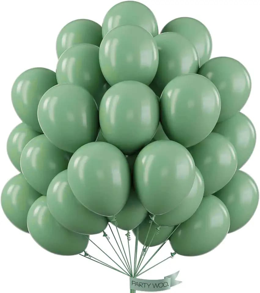 PartyWoo Sage Green Balloons 50pcs Olive Eucalyptus Dusty Green Boho Color