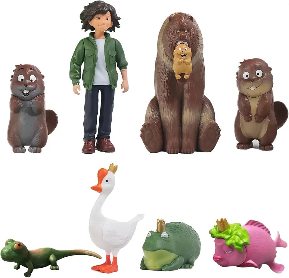 Hoppers Action Figures,Cartoon Animal Movie Figurines Set, Beaver Frog Goose Bear Character Figures, Collectible Action Figures for Display, Mini Statue Set for Shelf Desk Decoration (8PCS)