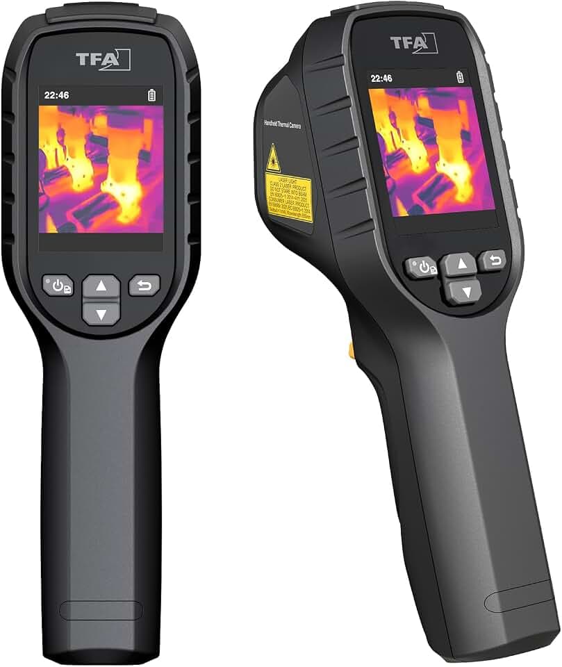 TFA Dostmann Wärmebildkamera Visualtemp 96x96 IR & 240 x 240 Auflösung, 31.1144, mit Infrarot, tragbar, 8-Stunden Akkulaufzeit, -20°C bis 550°C, IP 54, Kältebrücken oder Hausinspektionen, schwarz
