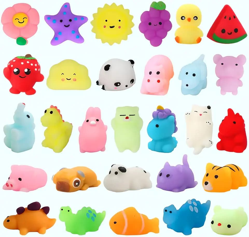 Mochi Squishy Toys Set, Random 30 Stück Mitgebsel Kindergeburtstag für Kinder, Stressabbau Spielzeug für Kinder Mädchen Jungen Erwachsene Party Geschenke Dekoration Geburtstagsgeschenk