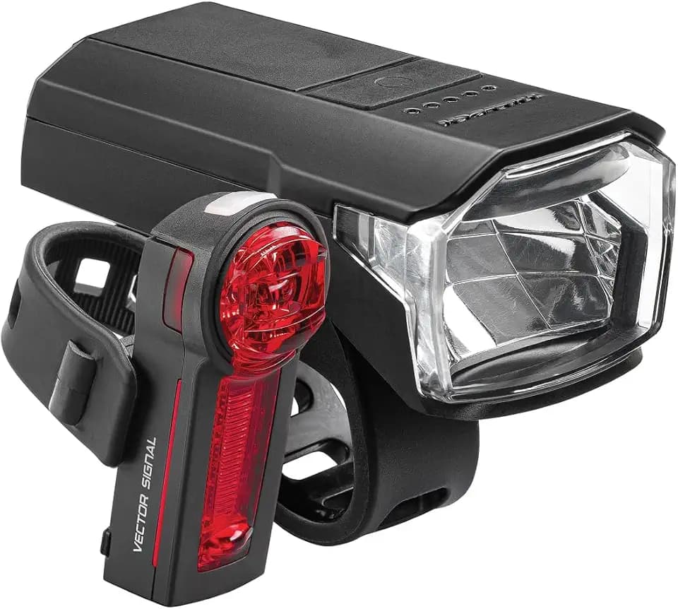 TRELOCK Fahrradlichtset LS 480 LIGHTHAMMER 80 LUX + LS740 Rücklicht mit Bremslichtfunktion – USB Ladefunktion – 100 m Sichtweite – LED Batterieindikator – StVZO zugelassen