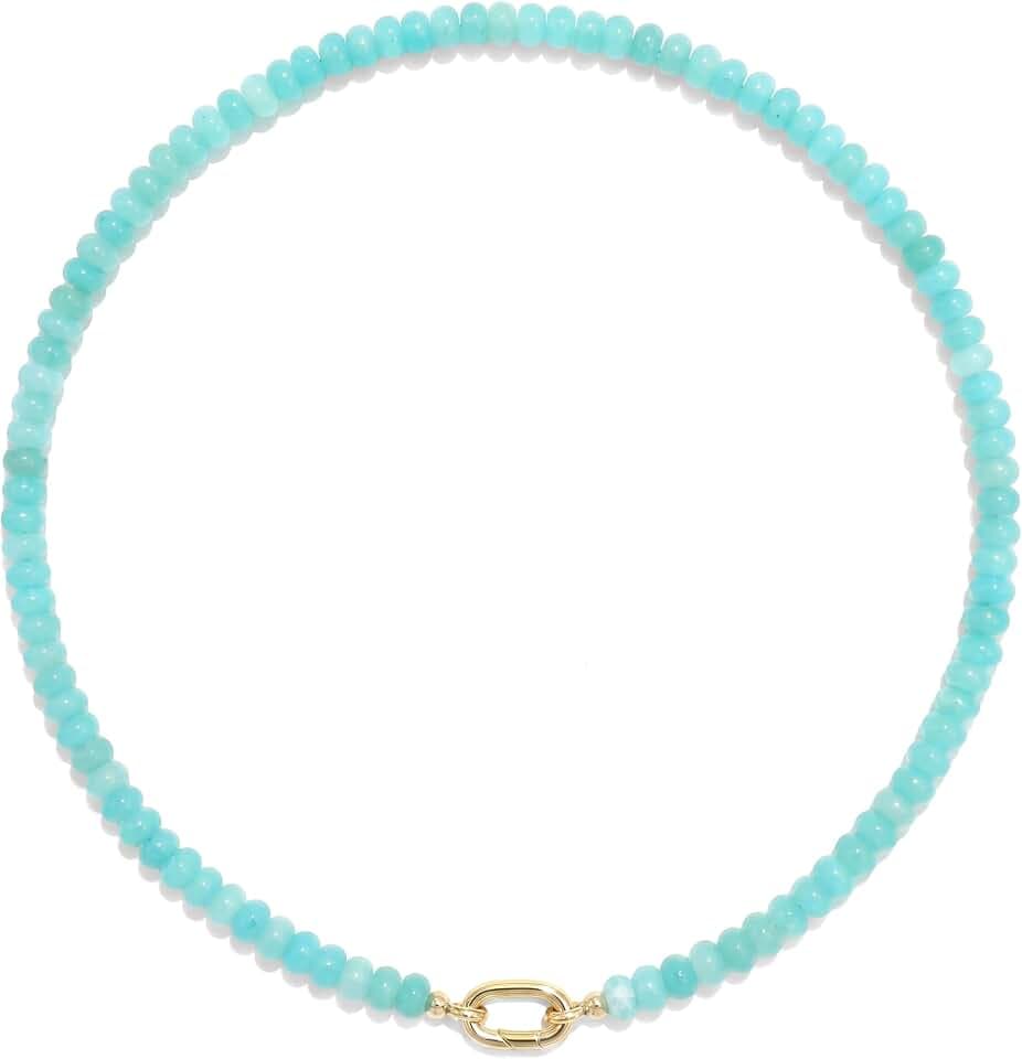 CONRAN KREMIX Colorful Stone Beaded Necklace for Women,Natural Gemstone Bead Choker Necklaces Boho Summer Beach Layering Necklace Jewelry Gift for Women