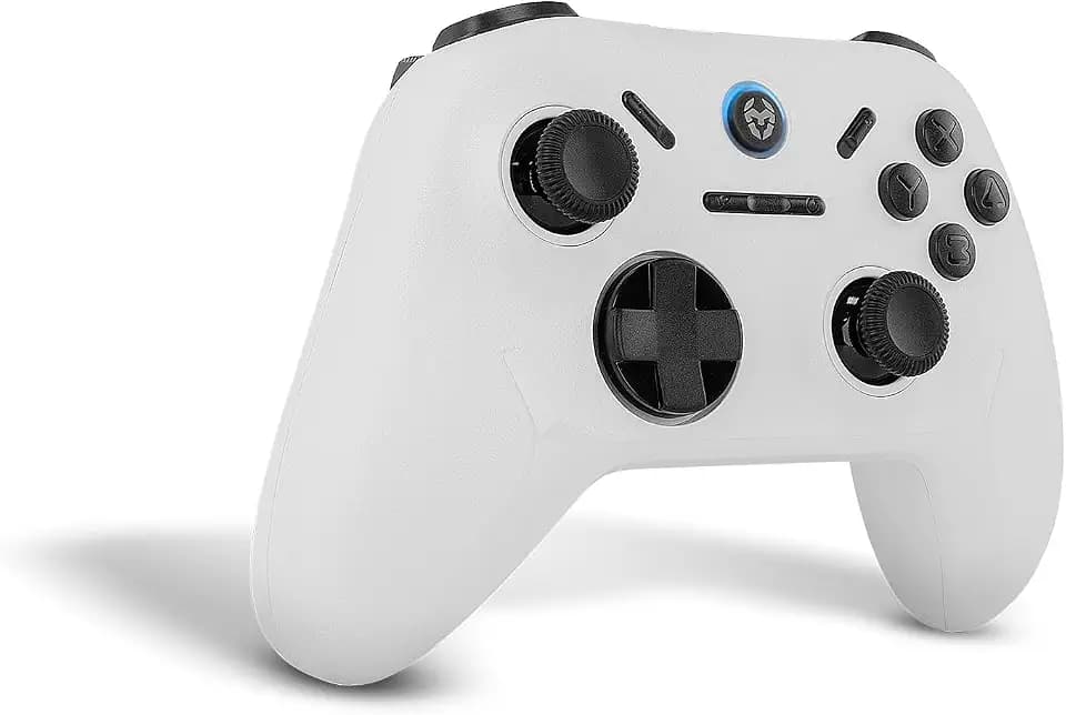 KROM KADOER – Kabelloser Gaming-Controller, Hochpräzisions-Joysticks, Bluetooth 5.0, 2,4 GHz & Kabel, 600 mAh Lithium-Akku, Kompatibel mit PC, Switch, Android & iOS – Weiß