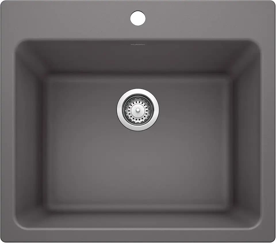 BLANCO 401923 LIVEN Drop-in or Undermount Laundry Sink, 25" L x 22" W x 12" D, Cinder