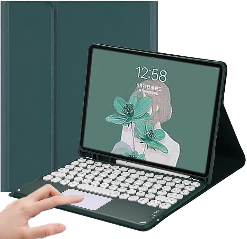 Keyboard Case for Galaxy Tab S10 Plus/S9Plus/S9FE Plus/S8 Plus/S7Plus/S7FE, Trackpad Detachable Keyboard Slim Stand Folio Cover with S Pen Holder,Teal