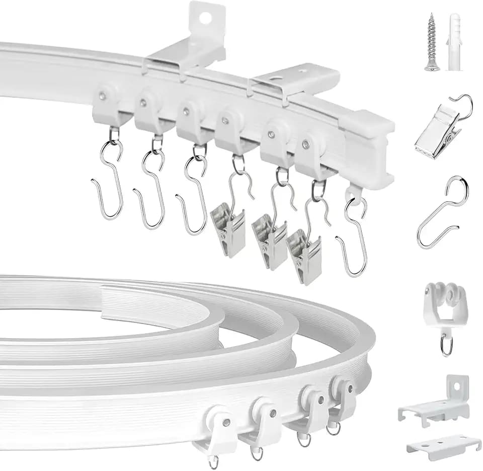 Bendable Ceiling Curtain Track Flexible Curved Curtain Tracks Wall Mount Room Divider RV Curtain Track Heavy Duty Curtain Rail System 14Ft Ceiling Track for Curtains Bay Window