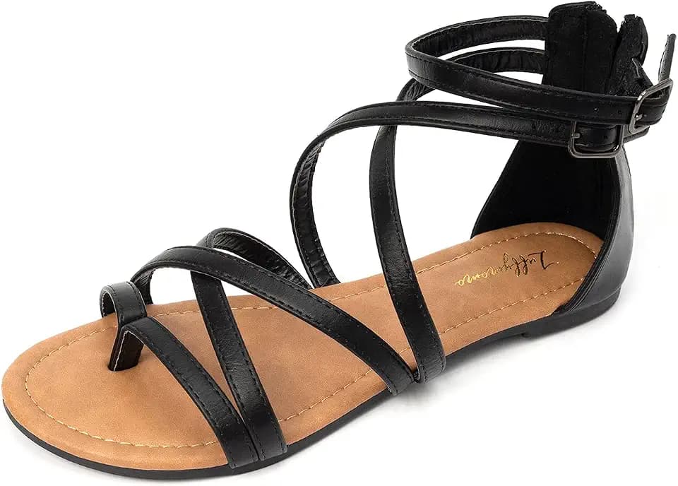 LUFFYMOMO Damen Gladiator Riemchensandalen Flach Fisherman Thong