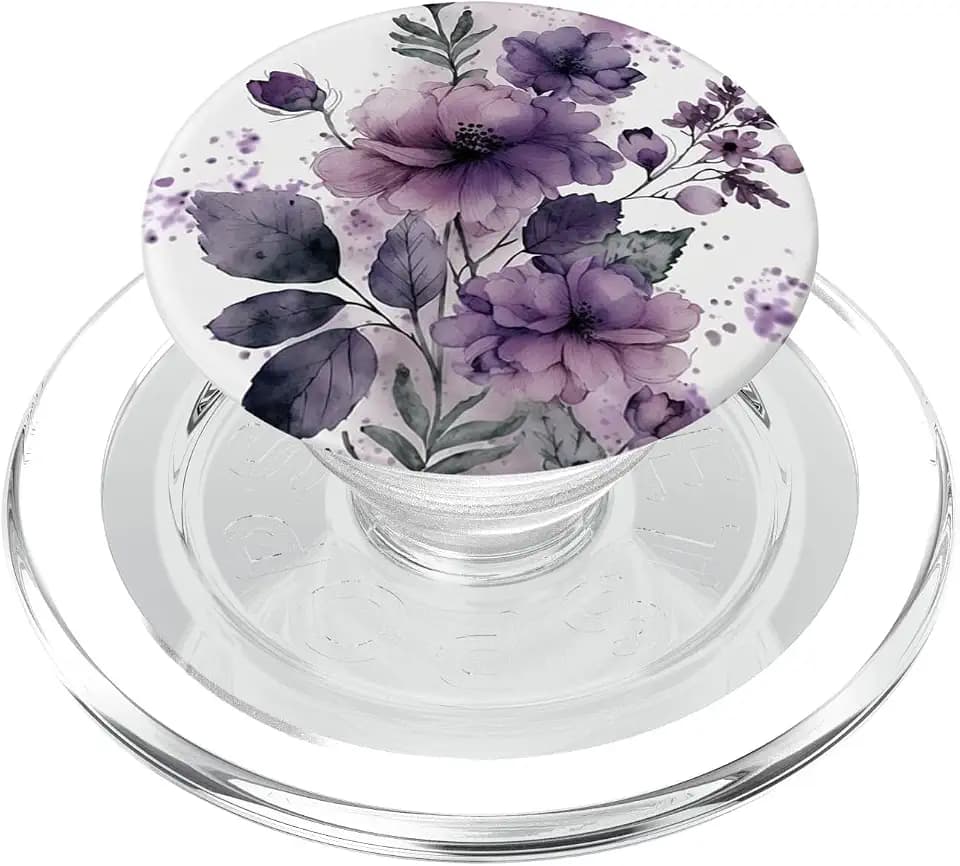 Purple Lavender Blossom Leaves Flower Floral Girly PopSockets PopGrip for MagSafe