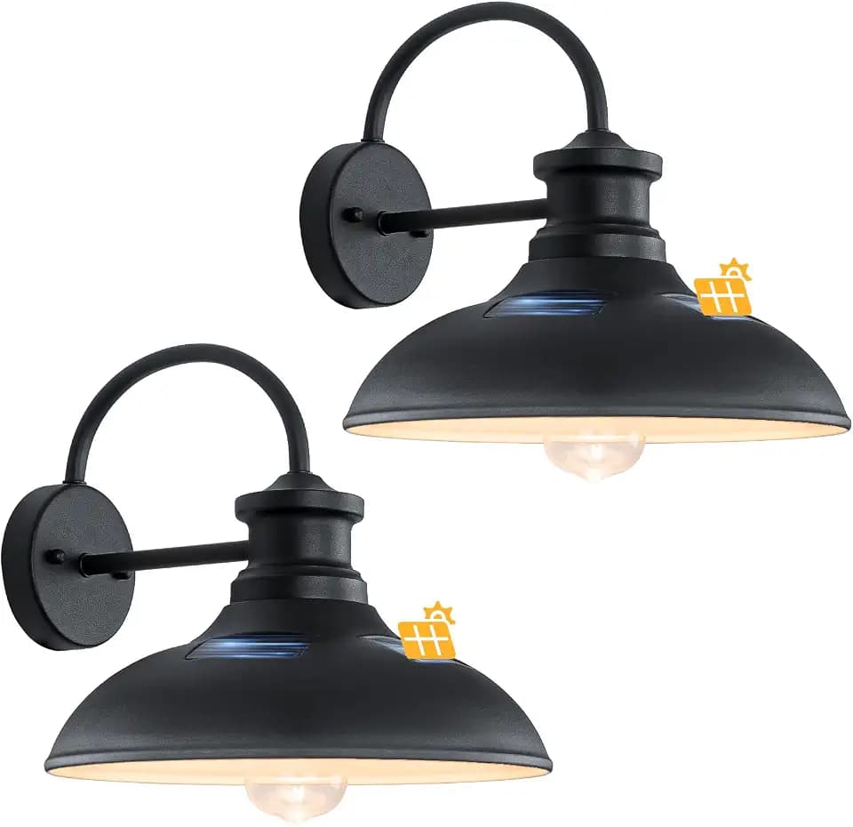 12" Solar Barn Lights Outdoor, Dusk to Dawn Solar Gooseneck Lights Outdoor