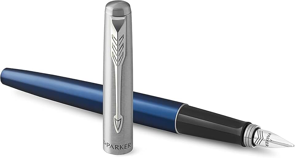 Parker Jotter Fountain Pen Royal Blue Medium Nib with Blue Ink Gift Box