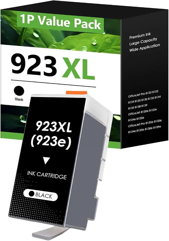 923XL 923e 923 Ink Cartridges Replacement for HP 923XL Ink Cartridges for OfficeJet Pro 8130e 8132e 8135e 8138e 8139e 8120 8120e 8125 8130 8135 Printer（ 1-Black）