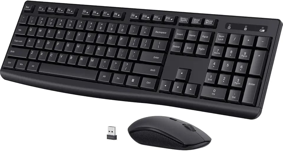 Full Size Wireless Keyboard and Mouse Combo,2.4G USB,3 DPI Low Profile Keys