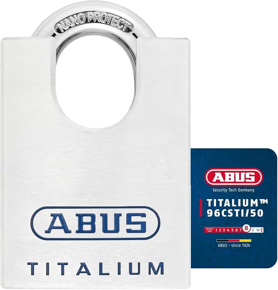 ABUS Vorhängeschloss Titalium 96CSTI/50 - Aluminium, Bügelschutz, Level 8