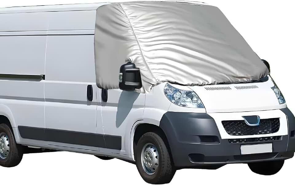 Externe Thermo-Windschutzscheibenabdeckung für FIAT Ducato 2006-2024, Silber Faltbare Frontscheibenabdeckung Frontscheibe Wrap Abdeckung, Anti-Frost-EIS-wasserdichte