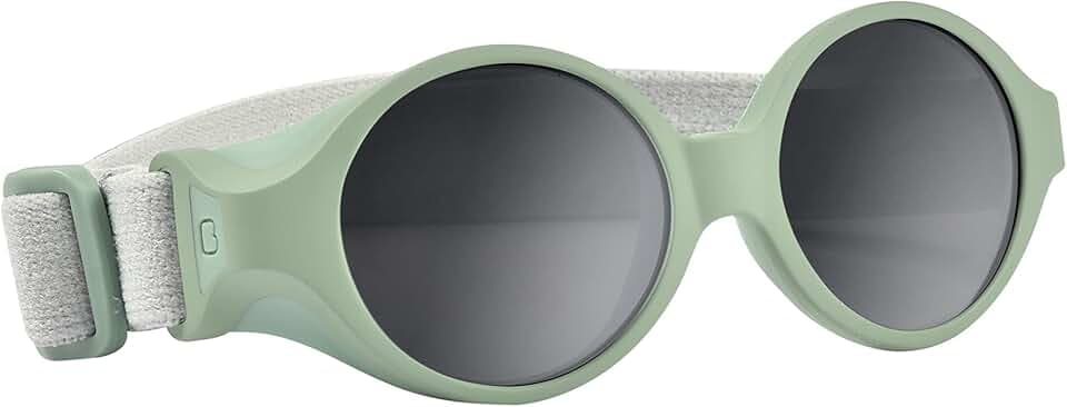 BÉABA, Sonnenbrille für Babys von 0 bis 9 Monaten, 100% UV-Schutz – KAT. 4, Seitenschutz, optimaler Komfort, verstellbares elastisches Kopfband, Salbeigrün