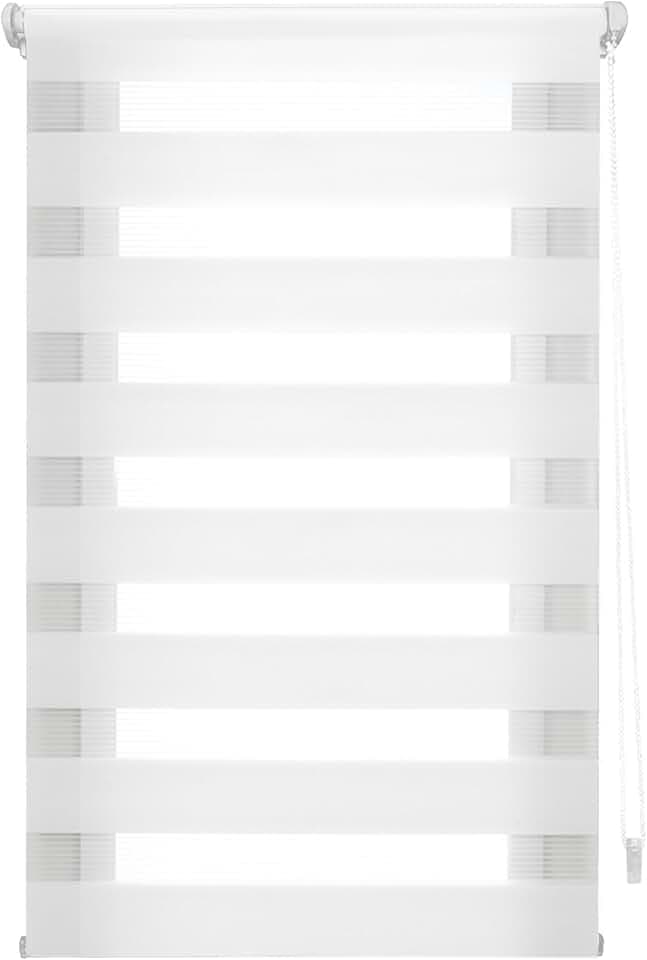Tag- und Nachtrollo ohne Werkzeug - EasyFix Rollo Größe 75x150 Breite x Höhe - Rollo ohne Bohren Stoffgröße 72x145 - Tages- und Nachtrollo Weiß