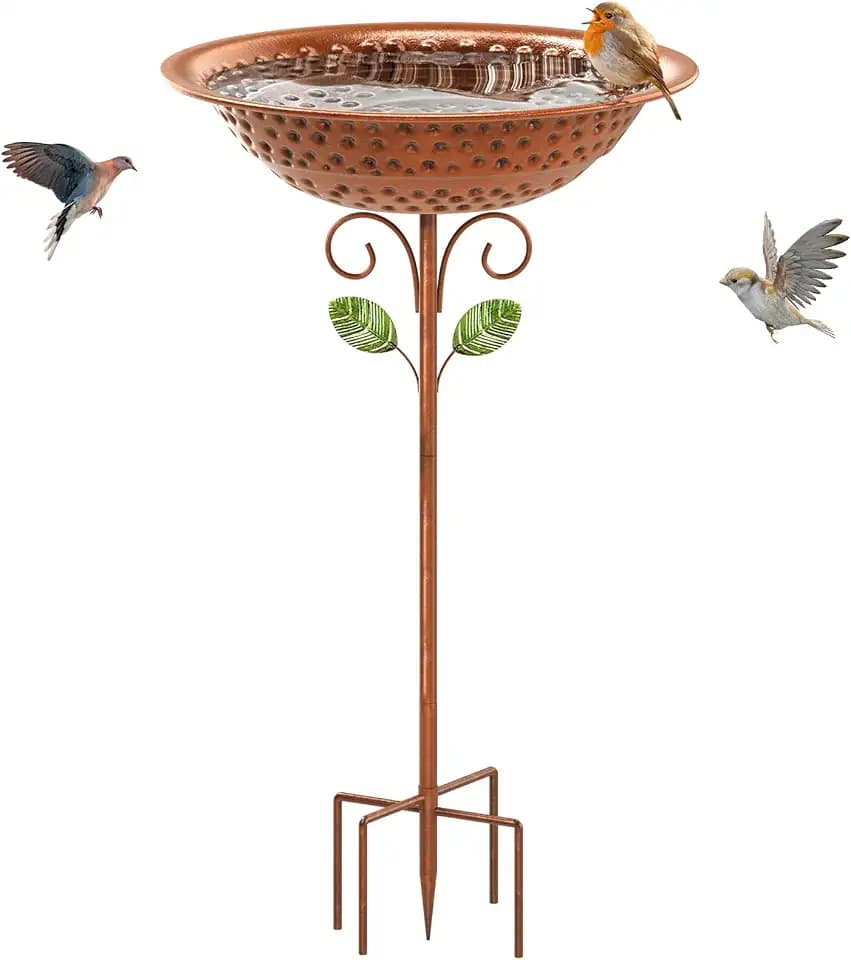 Vogeltränke Stehend, Metall Vogelbad für Draußen Garten