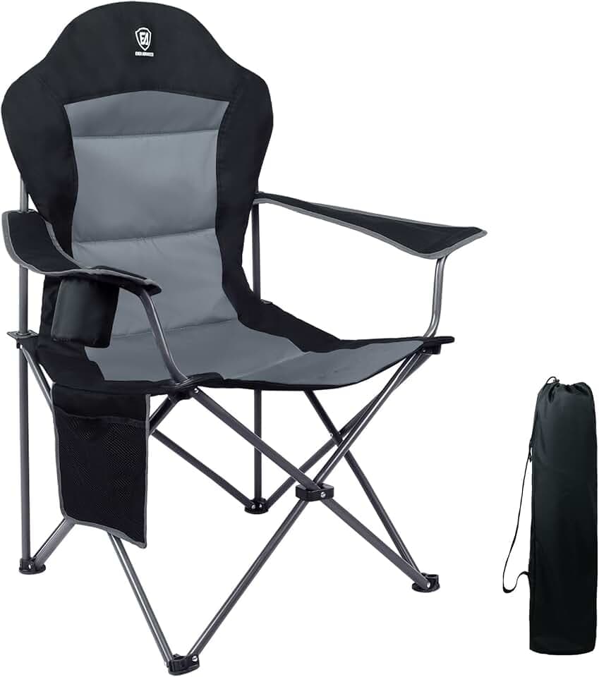 EVER ADVANCED Luxus Campingstuhl Faltbar 160 KG Belastbar Ultragroß mit Hochlehner Bequem Gepolster Klappstuhl Camping Garten Balkon Strand, Camping Stuhl Sessel Gartenstuhl Anglerstuhl