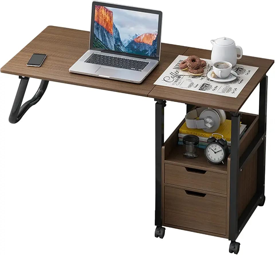 kyaoayo Beistelltisch Bett, Nachttisch, Beistelltisch Laptop, Beistelltisch HöHenverstellbar, Bett Schreibtisch Mit Rollen, überbett-Schreibtisch, Mit Rollen, Höhenverstellbar. (Luxusmodell)