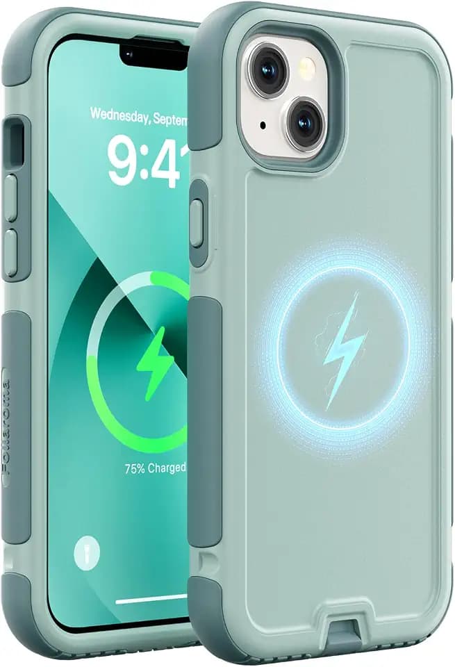 Follaroma Magnetic for iPhone 13 Case, Heavy Duty Phone Cases, Green, 6.1"