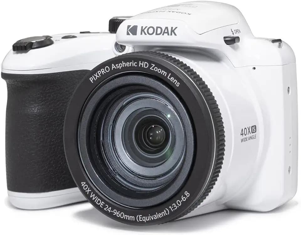 KODAK PIXPRO AZ405 20MP Digital Camera, 40x Optical Zoom, AA, OIS, White