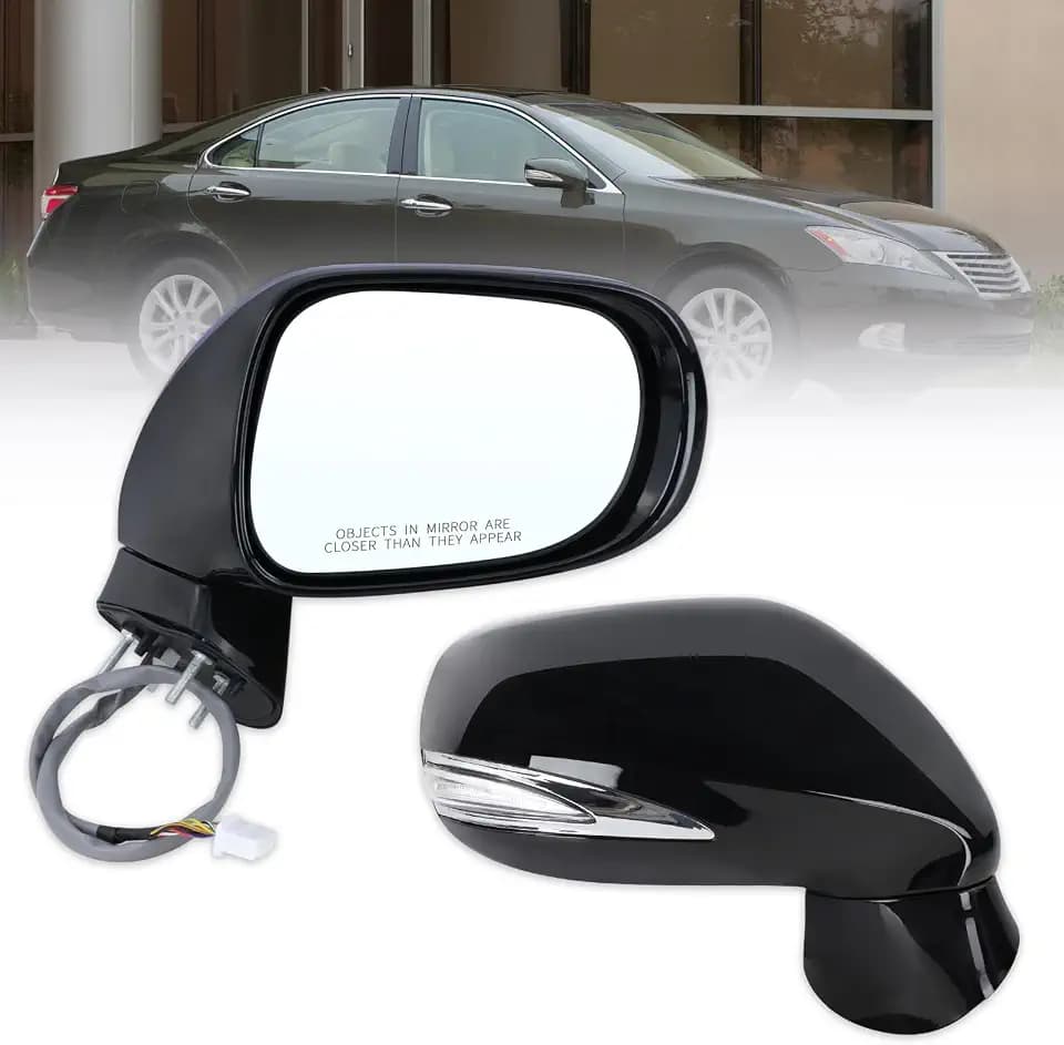 Right Passenger Side Mirror Compatible With 2010 2011 2012 Lexus ES350 With Manual Folding Power Glass Heated Turn Signal Puddle Light Mirror Memory Black Replace#87910-33881-C0(11Pins)
