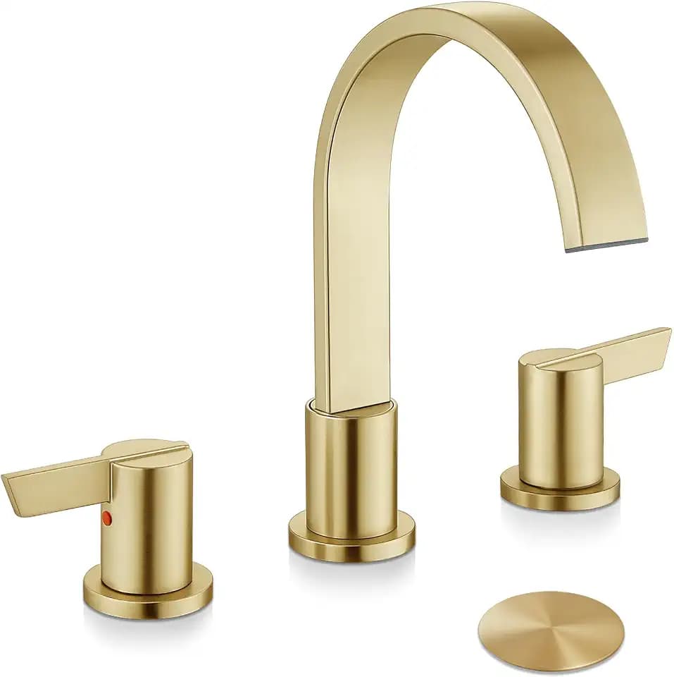 Midanya 8 Inch Widespread Bathroom Sink Faucet 3 Hole,Brushed Gold