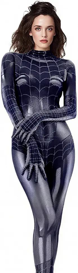 Spinnenkostüm Damen, Faschingskostüme Damen Erwachsene Anime Cosplay Bodysuit für Karneval Party Fasching Maskerade
