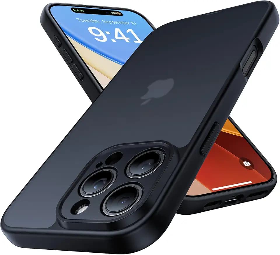 Shockproof for iPhone 16 Pro Max Case, [Camera Protection] [Military-Grade Drop Protection] Protective Anti-Yellow Slim Translucent Skin-Friendly for iPhone 16 Pro Max Phone Case, Black
