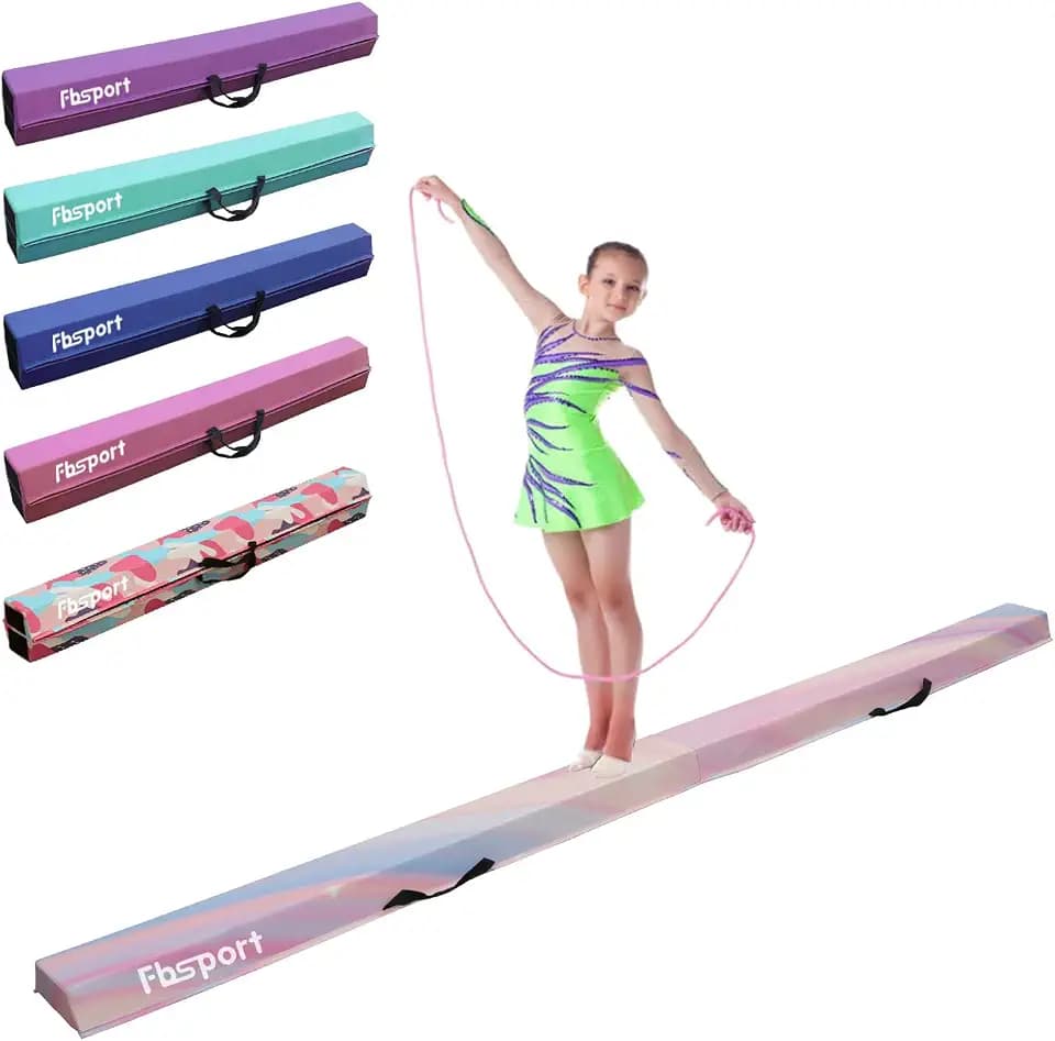 FBSPORT Schwebebalken Kinder 180/210/240/270/300cm Faltbarer für Zuhause