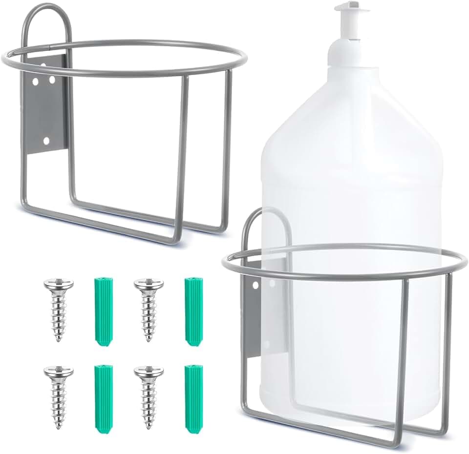 Hicarer 2 Pcs One Gallon Jug Storage Rack Wall Mounted Heavy Duty, Gray