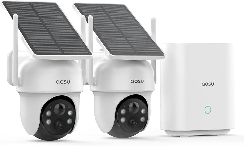 aosu D1 Classic 2-Cam Kit, Security Cameras Wireless Outdoor, Solar Powered